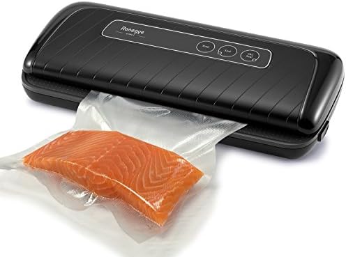 Ronegye Vacuum Sealer Machine Vacuum Sealing System Sous Vide Cooking Accessory with Starter Kit Fits Up to 12" width Gallon Seal Bags and Rolls for Foods Savers, Black