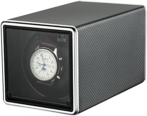 POUILLA Carbon Fibre Piano Finish Automatic Single Watch Winder Shine Dark Grey SG0178