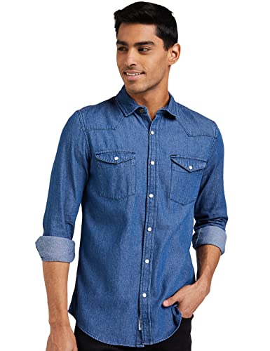 Image of Amazon Brand - Inkast Denim Co. Men's Slim Shirt (AZ-INK-RFS-DN-04 Dark Blue 4 XL)