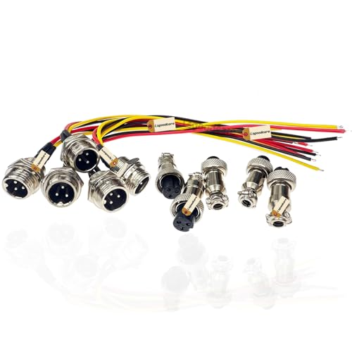 Lsgoodcare Kit 5 Conectores Aviation GX12-3pin Macho 12mm miniatura 1