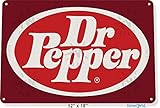 Plaque en métal vintage avec logo Dr Pepper - Décoration murale - Pour cuisine, bar - 19,8 x 30 cm (L x l)