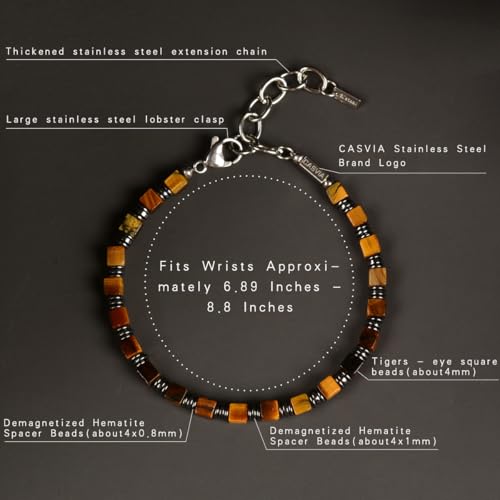 Pulsera ajustable para hombre con piedra cuadrada y cadena de acero inoxidable miniatura 6