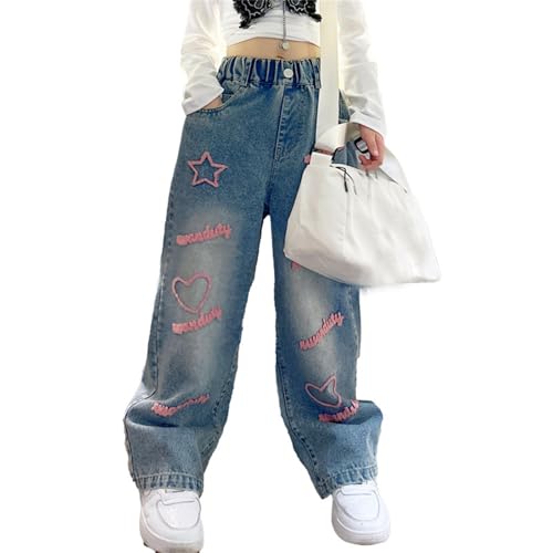 Pantalon en denim enfant imprimé cœur idéal pour le printemps