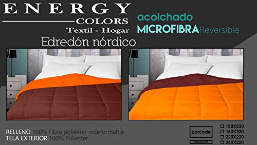 Energy Colors Textil - Hogar Relleno Edredón Nórdico Bicolor/Reversible 350 Gramos (Chocolate/Naranja, Cama 90) Cover