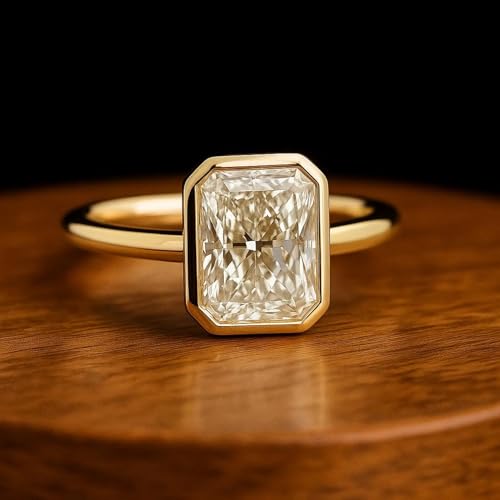 2.5CT Emerald Cut Moissanite Bezel Set Engagement Ring Radiant Cut Minimalist Anniversary Ring D Color VVS1 Clerity Solitaire Party Wear Jewelry Gift for Love3