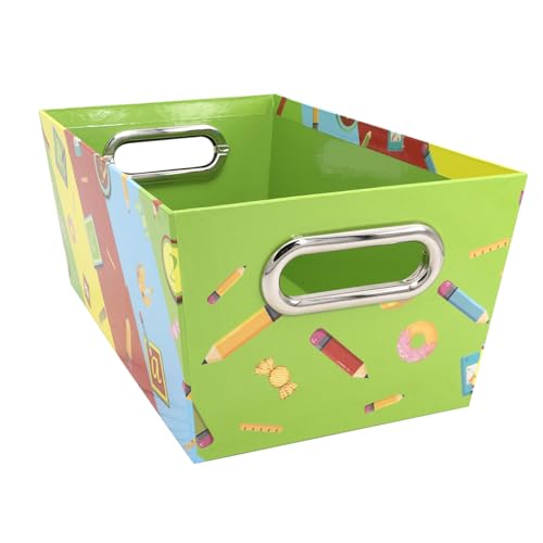 Idena 20170 - Caja de Almacenamiento de cartón Resistente, Cesta de Almacenamiento con Asas de Metal, Aprox. 27,9 x 17,8 x 12,7 cm