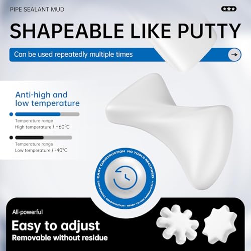 Image of Pack of 8 White Seal Putty Waterproof Duct Seal Repair Sealing Clay, Quick Mending Mud for Drain Connection, Wall Hole, Air Conditioning Hole