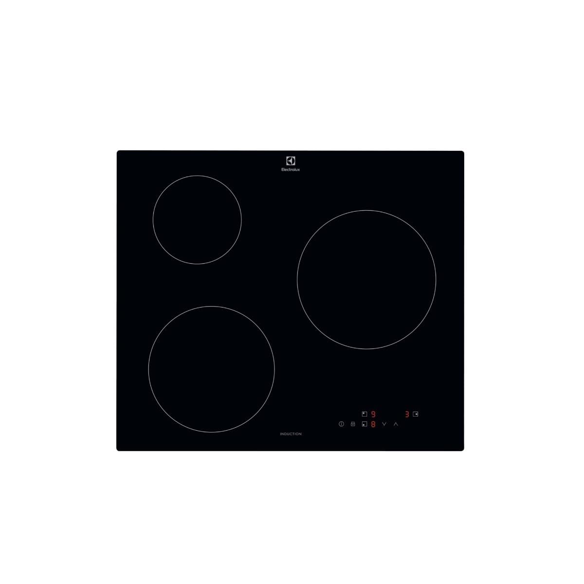 Electrolux CIB60320CK - Placa de Inducción 60 cm Serie 300, 3 Zonas, Control Táctil, Función Booster, Bloqueo de Seguridad, Indicador de Calor Residual, Sin Marco, Negro