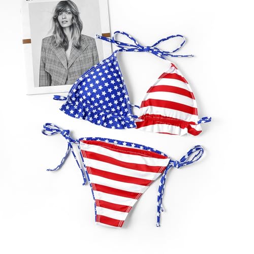 Image of Bikinis Swimsuit Set for Women Swimwear Triangle Bathing Suit Tie String Thong