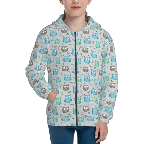Owl Kids Pullover Hoodies Boys Zip Up Sweatshirts Girls Athletic Clothes with Pocket3