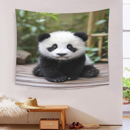 Tapisserie murale panda 3D 180x230 cm en tissu grand format