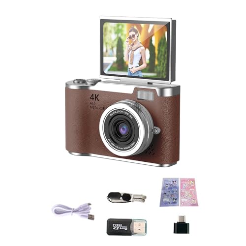 Dpofirs �f�W�^���J�����A4K�r�f�I�^��A2.4�C���`IPS�X�N���[���A180°�t���b�v�A���g���f�U�C���A800mAh�o�b�e���[�A�^�C�vC�A128G TF�J�[�h���T�|�[�g (���F)
