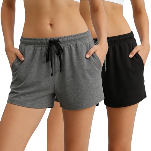 Image of HEARTNICE Womens Cotton Pajama Shorts, Soft Sleep Shorts for Women Lightweight Lounge Pj Bottoms