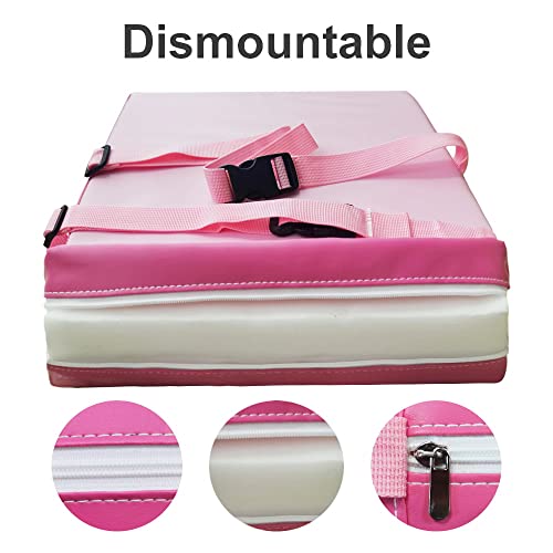 Image of Booster Seat for Kitchen Chair, Detachable Washable Cover Chair Cushion | Add Comfortable Height for Family Meals, Washable Cover Easy Clean and Dual Straps Help Secure to Chairs at Home or Away