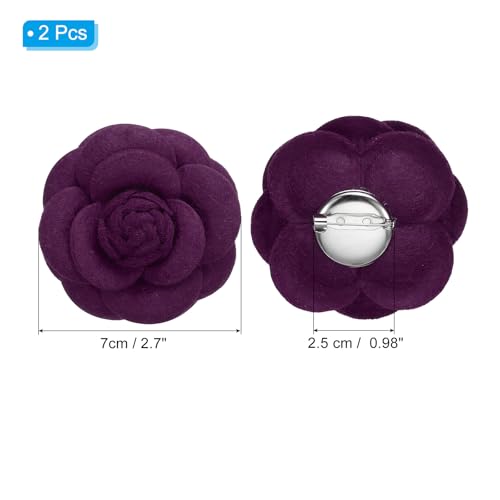 Image of PATIKIL Camellia Fabric Pin, 2 Pcs Flower Brooch Artificial Flowers Brooches for Women Girls Cloth Wedding Party Decor Accessories Jewelry Gift, White