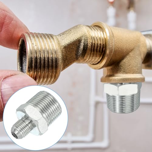 Image of PATIKIL Pipe Adapter Connector 9 /16 inch Male 74 Flare JIC x 3 /4 inch Male R Pipe Fitting Oil Feed Restrictor Fitting Hydraulic Connector for Oil Steam Water Pipelines System