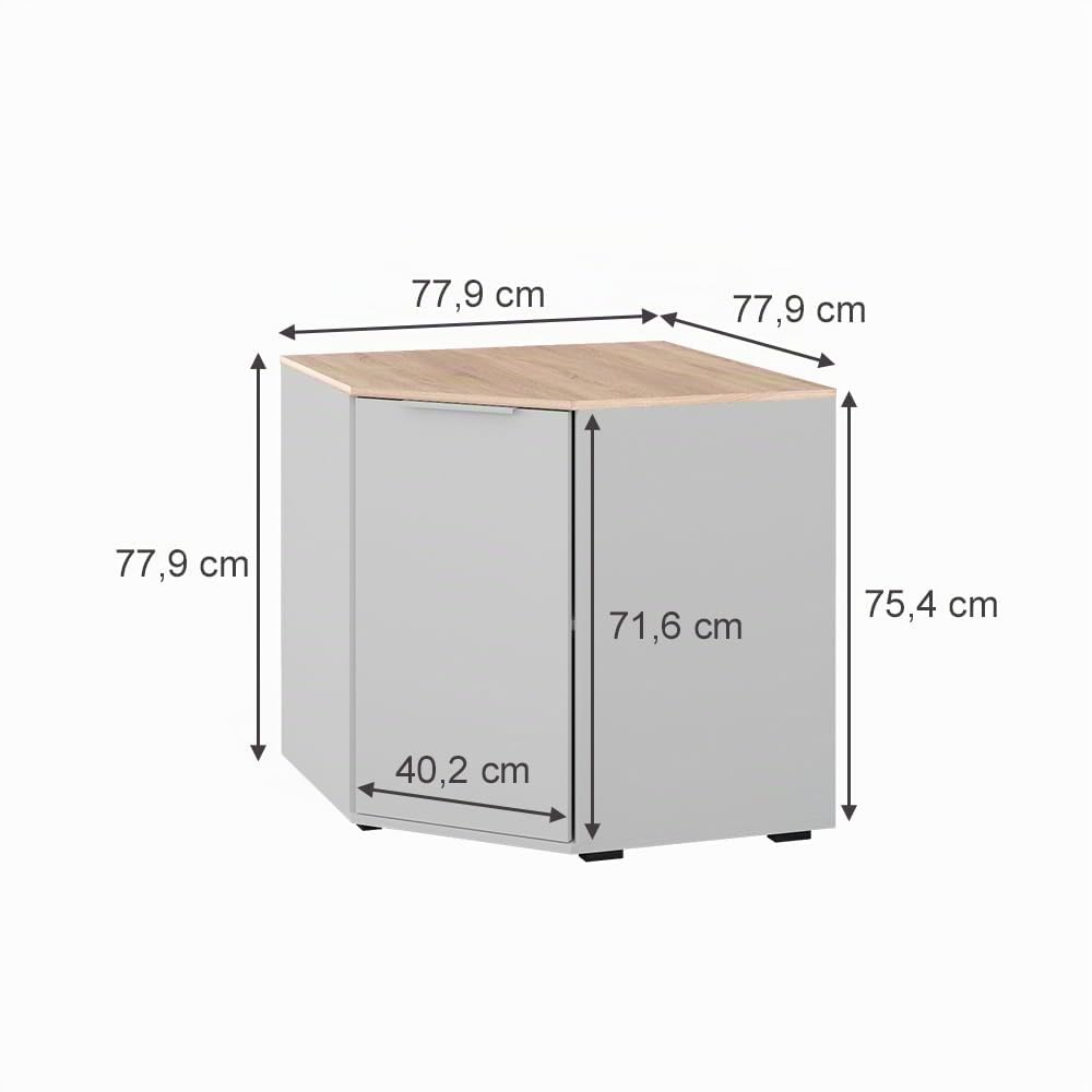 Vicco Credenza Betti, Bianco/Sonoma, 77.9 x 77.9 cm | con 1 porta, per riporre abiti e oggetti di uso quotidiano