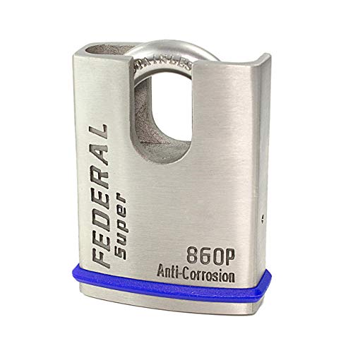 Federal FD860P - Candado de acero inoxidable con grillete cerrado (60 mm, grosor del grillete de 11 mm)