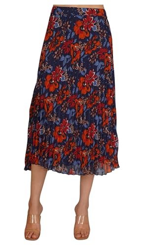 Image of NUEVOSDAMAS Floral Printed Pleated Navy /Multi Skirt