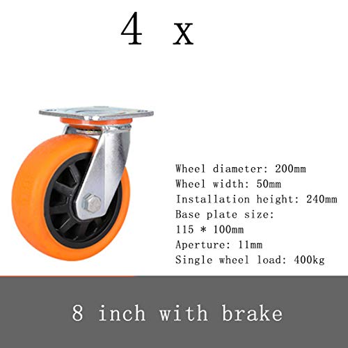 4 Piezas Ruedas Giratorias, Ruedas Industriales De Nylon Silenciosa 360 ° Liso Para Transporte Industrial Muebles Etc (Capacidad De Carga Máxima 400 Kg)(T)