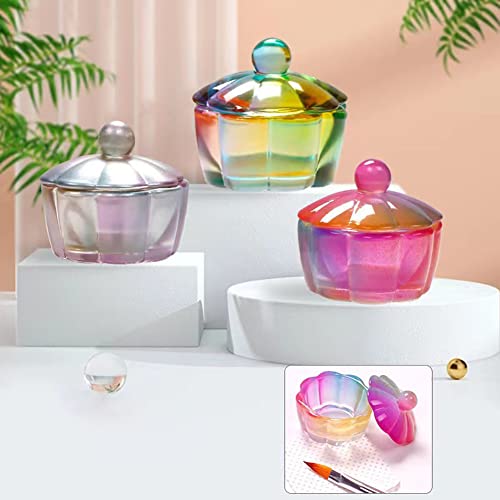 GSHLLO 2 Piezas Vasos de Cristal para Uñas 4 cm diámetro miniatura 5