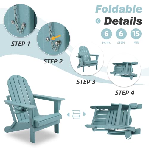 Richryce Folding Adirondack Chair Outdoor, Hdpe Poly Lumber Weather Resistant Patio Chairs, Patio Chair Lawn Chair Outdoor Adirondack Chairs For Garden, Deck, Backyard, Lawn Furniture(Aruba) #TOP5
