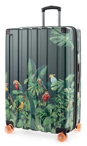 Hauptstadtkoffer Q-Damm - Großer Hartschalenkoffer, TSA, 4 Rollen, Check-In Gepäck mit 6 cm Volumenerweiterung, 78cm, 133 Liter, Design Papagei