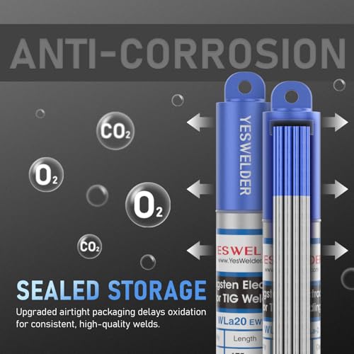 Image of YESWELDER TIG Welding Tungsten Electrode 2% Lanthanated | 5pk 1 /16 inch & 5pk 3 /32 inch by 7 inch Assorted-size Blue WL20 /EWLa-2