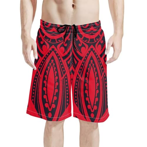 Polynesian Style Prints Men Basketball Shorts Tropical Plant Floral Custom Sexy Beach Shorts Adjustable Drawstring