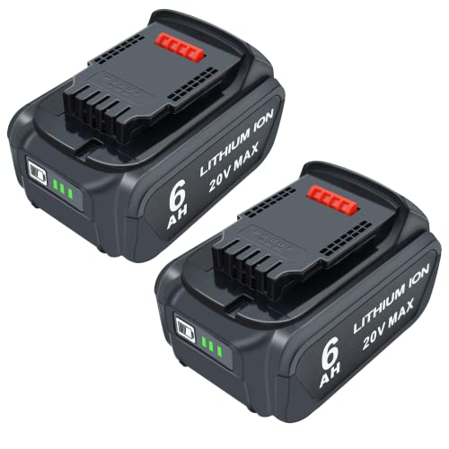 Rocivic 2 Packs 6.0Ah 20V Replacement Battery for Dewalt 20 Volt Max XR DCB200 DCB201 DCB203 DCB204 DCB206 DCB180 DCD985B DCF895 DCS380 20V DCD/DCF/DCG/DCS Series Power Tools