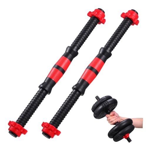 BESTonZON 2Pcs Dumbbell Handles with Spinlock Collars Nuts Versatile Weight Lifting Bar for Strength Training Gym Random Color