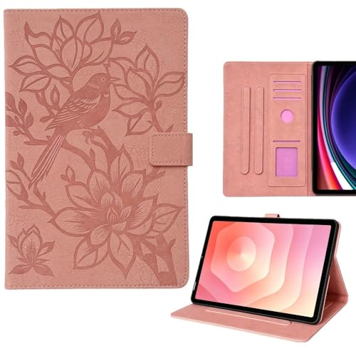 Étui Samsung Galaxy Tab S9 FE rose en silicone et cuir antichoc pour modèle SM-X510