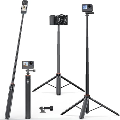 VRIG 54 Extendable Camera Tripod for Insta360 X5 X4 X3 Action Camera Selfie Stick Tripods with 1/4 Screw DJI Osmo Action 5Pro/Insta360 Ace Pro/Tripod Stand for GoPro Hero 13 12 Mission 1 Pro