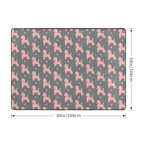 Tapis caniche rose antidérapant pour éviter les chutes au salon
