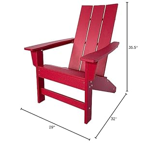 Shine Company Coastal Modern All-Weather Adirondack Chair, Chili Pepper Shine Company Coastal Modern All Weather Adirondack Chair Chili Pepper