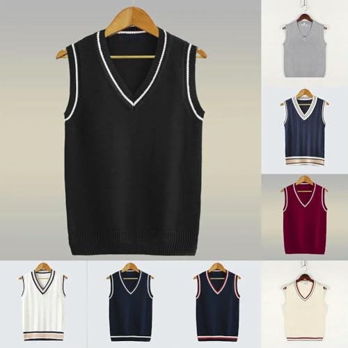 Mens Thick V-Neck Sleeveless Vest Sweater Knitting Tops Sweater2