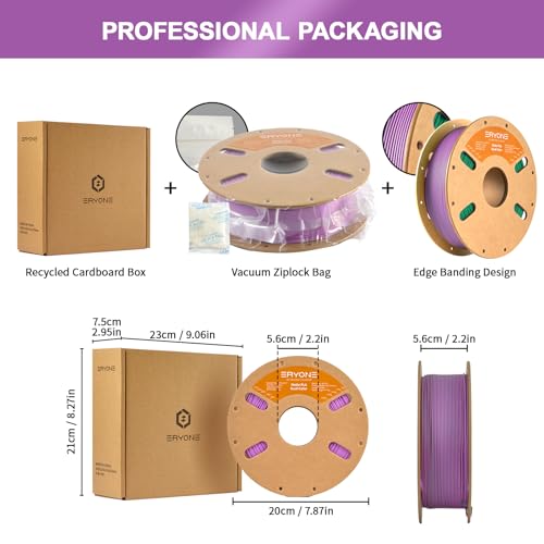 Image of ERYONE Matte Dual Color PLA Filament 1.75 mm for 3D Printers,Accuracy + /- 0.03mm,1kg / Spool(2.2lbs), Matte Red Purple&Green