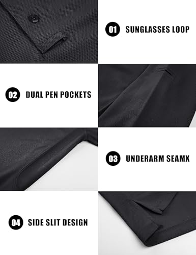 Image of MAGNIVIT Men's Polo Shirts Long Sleeve Quick Dry Performance Shirt Military Tactical Army Combat Polo Shirts