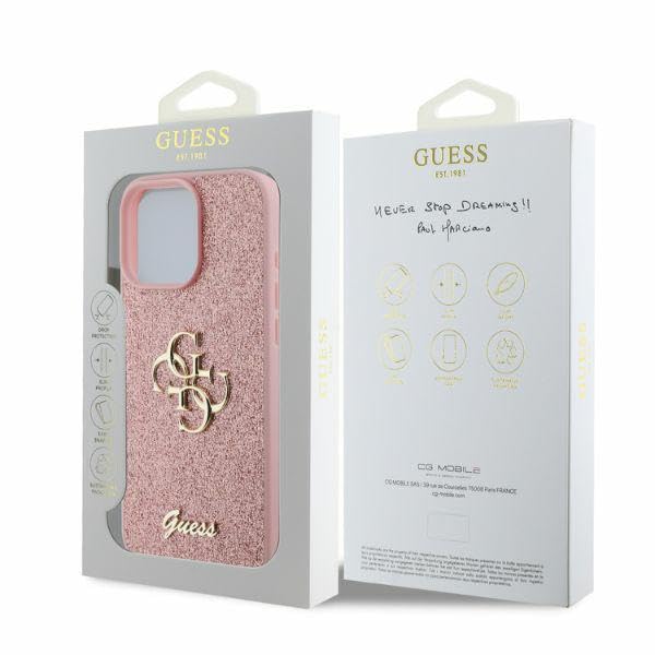 CG MOBILE Guess GUHCP16XHG4SGP Case for iPhone 16 Pro Max 6.9 Inch Pink Hard Case Fixed Glitter Big 4G, Pink Glitter, 6.9 Zoll - Image 4