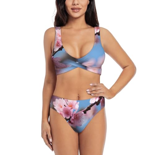 Maillot de bain 2 pièces séchage rapide au motif fleurs de cerisier