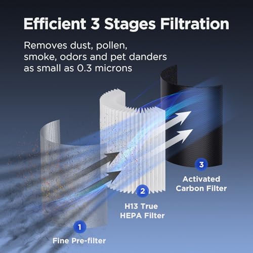 Mooka B-D02L Air Purifiers For Home Large Room Up To 1076 Ft², H13 True Hepa Air Filter Cleaner, Odor Eliminator, Remove Smoke Dust Pollen Pet Dander thumb #2