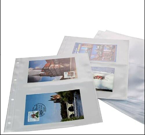 100 Stück SAFE 5477C Fotohüllen DIN A4 120 µm - mit 2 Taschen 215 x 145 mm - Ideal für Fotos 13 x 18 cm, Bilder, Postkarten, Autogrammkarten - universal Lochung - Weichmacherfrei