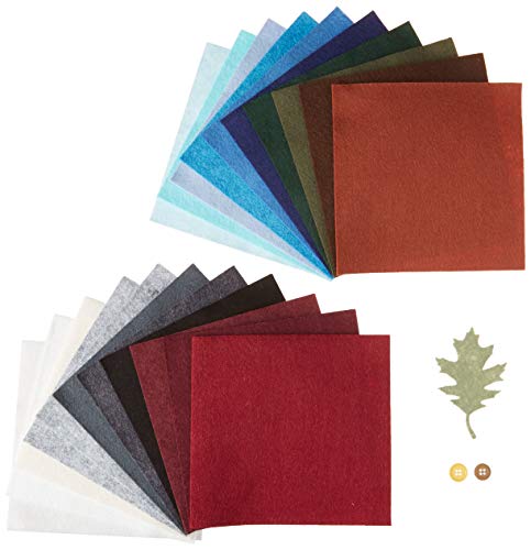 21 Felt Sheets - 6X6 inch Winter Colors Collection - Made in USA - Merino Wool Blend Felt