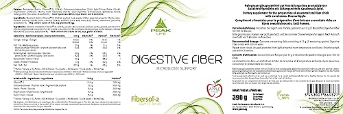 PEAK Digestive Fiber - 390g Geschmack Apple I Pulver I 30 Portionen I über 8g Ballaststoffe pro Portion I Fibersol-2 I Flohsamen I Inulin I Pektin I Verdauungsunterstützung – Bild 4