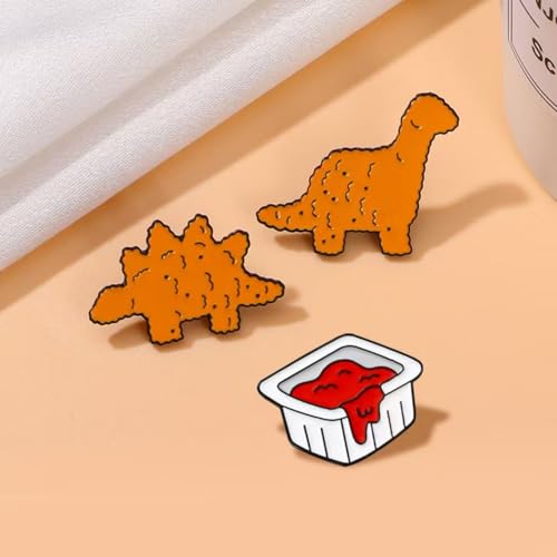 Dinosaur Chicken Nugget Enamel pin for Women Men Lapel Brooch Badge Pin for Backpack Bag3