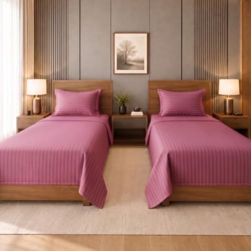 Image of Living Roots Glace Cotton 180 TC Single Bedsheet Set with 2 Single Bedsheets & 2 Pillow Covers |60 x 90 Inches |Soft, Breathable & Durable |Fits Mattress up to 4 Inches |No Colour Bleeding (Pink)