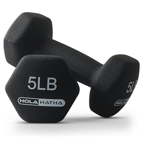HolaHatha Neoprene Dumbbell Weights Set with Rack, 32 Lbs, Black - image 8