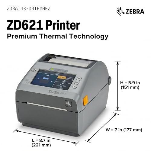 Image of Zebra ZD621 Thermal Shipping Label Printer | Color Touch LCD | 4x6 | No Ink