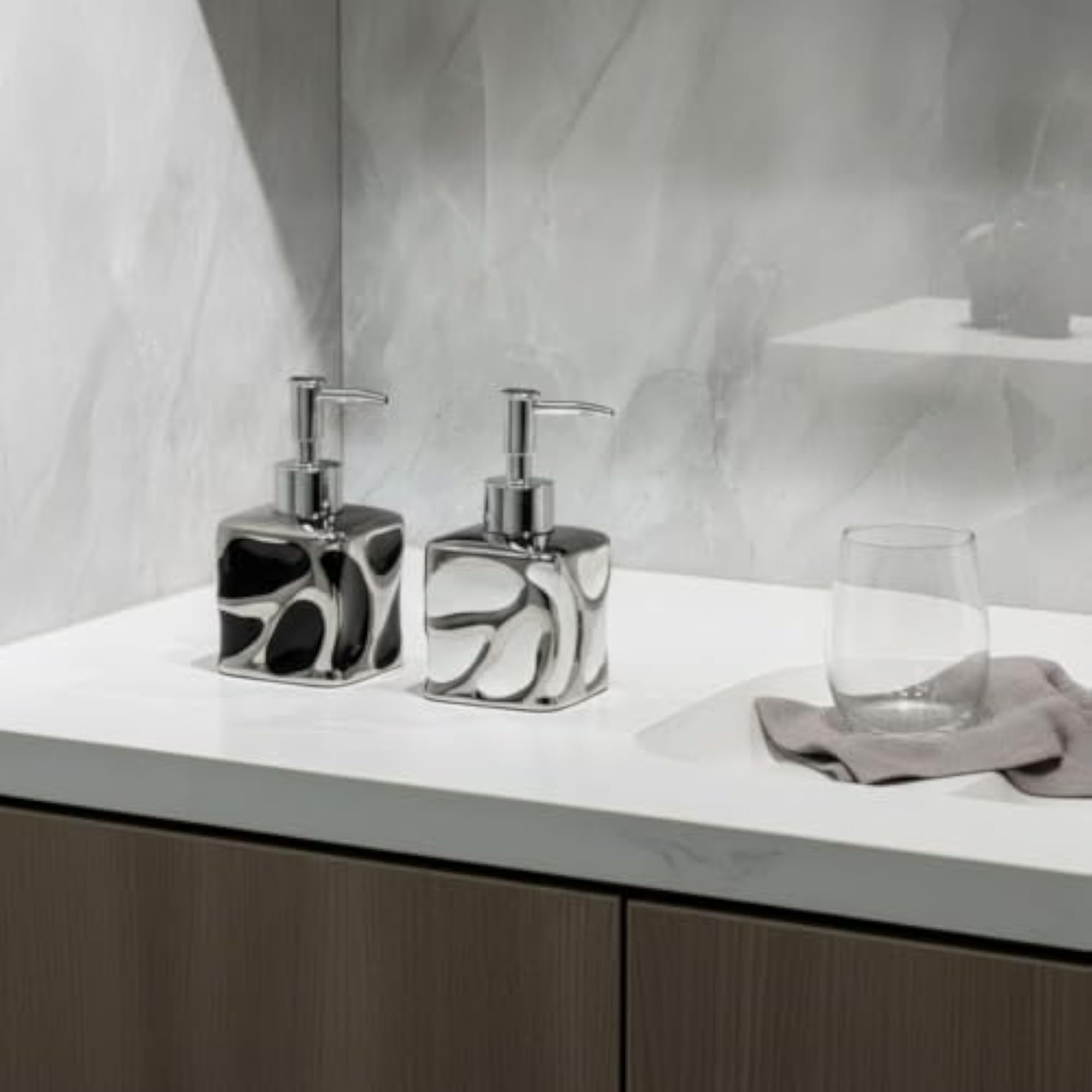 Marbled Ceramic Lotion Dispenser, Large Size