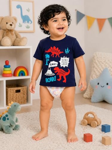 Image of BODYCARE Kids Inafant Placement Print Boys Round Neck Half Sleeves Cotton T-Shirt | Skin Friendly Regular Fit | Soft Breathable Fabric Comfortable & Durability | Pack of 1 | Mustard | Age 6-12 Months
